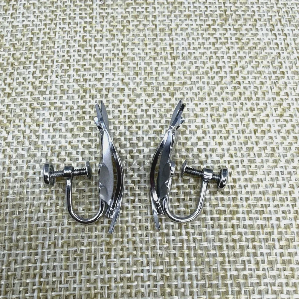 DCE Curtis Sterling Silver Leaf Screw Back Earrings Vintage Jewelry